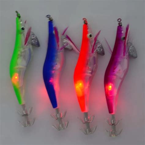 1pc LED Electronic Luminous Shrimp Lure Squid Night Fishing Squid Jigs Lures Bass Bait Fish ...