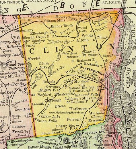 Clinton County, New York 1897 Map by Rand McNally, Plattsburgh, NY