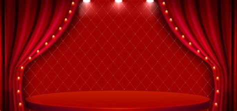 Red Curtain Stage Luxury Grand Opening With Gold Confetti And Spotlights On Background, Curtain ...