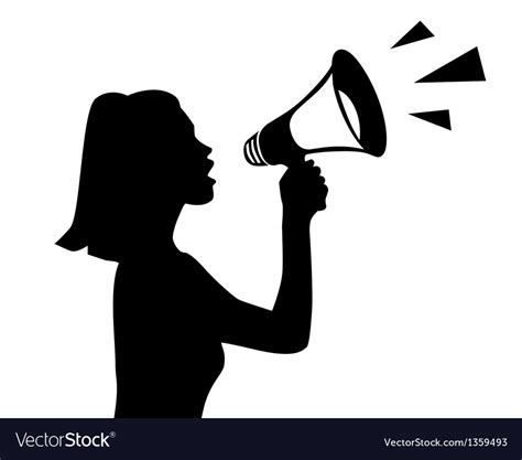 Shouting into a megaphone Royalty Free Vector Image