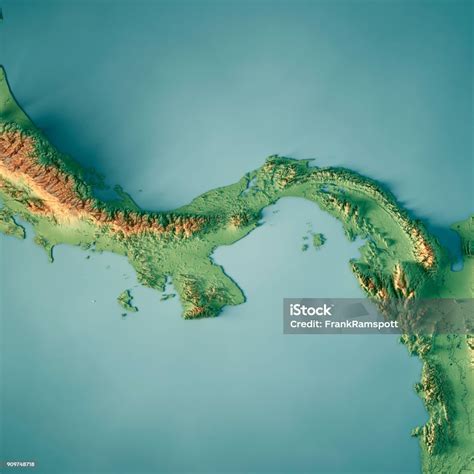 Panama 3d Render Topographic Map Stock Photo - Download Image Now ...