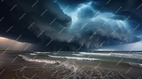 Premium Photo | A photo of a supercell formation coastal beach scene