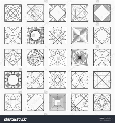 Set Geometric Elements Icons Square Pattern Stock Vector (Royalty Free ...