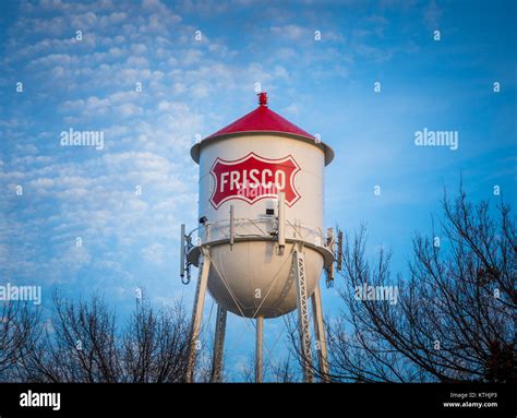 Water tower in Frisco, Texas. Frisco is a city in Collin and Denton ...