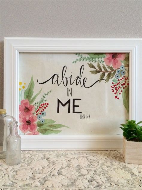 Abide in Me Watercolor and Ink Painting Floral by abidepaperworks ...