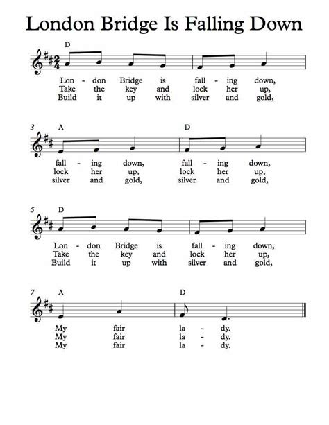 Free Lead Sheet – London Bridge Is Falling Down | Sheet music, Music lessons, Kids songs