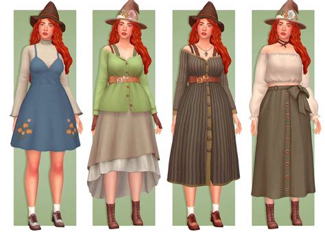 🍂 some looks for a plant witch 🍂 | Sims 4 dresses, Sims 4 mods clothes, Sims 4 clothing