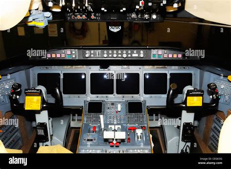 Cockpit of a Bombardier Challenger CL-604 at the REGA Headquarter ...