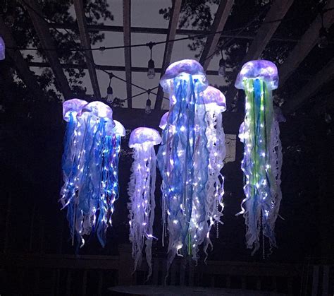 Hanging Jellyfish Lantern- Light Up tiki bar decor with remote control - Indoor or Outdoor ...
