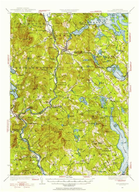 Holderness, New Hampshire 1925 (1958) USGS Old Topo Map 15x15 NH Quad ...