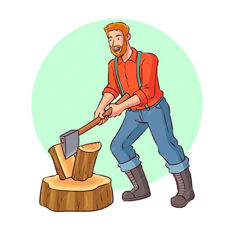 Premium Vector | A woodcutter is chopping wood