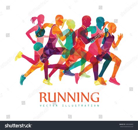 Running Marathon People Run Colorful Poster Stock Vector (Royalty Free) 548308483 | Shutterstock