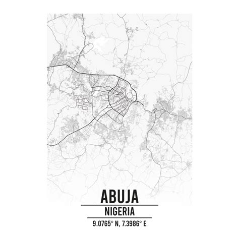 Abuja, Nigeria A3 Map Print - Retro Progression