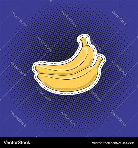 Fruit banana sticker on a pop art background Vector Image