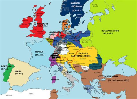 Map Of Europe In 1800S - Map Of Continents And Oceans