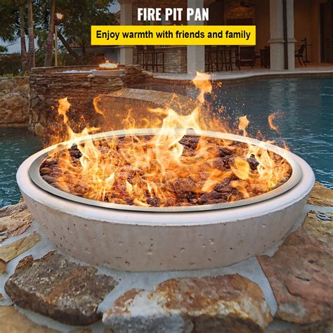 VEVOR Drop in Fire Pit Pan, 31" x 31" Round Fire Pit Burner, Stainless Steel Gas Fire Pan, Fire ...