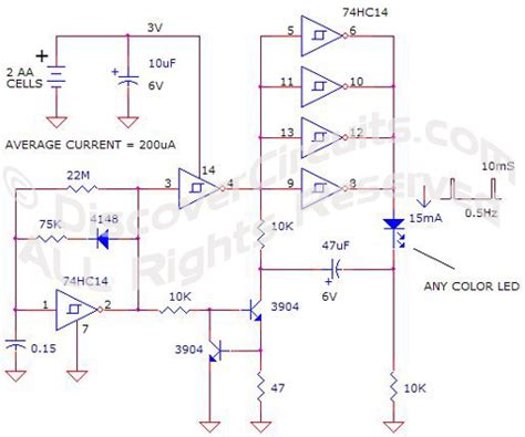 Circuit-LED Flasher CircuitUniversal 3v __ Circuit s designed by David A. Johnson, P.E.