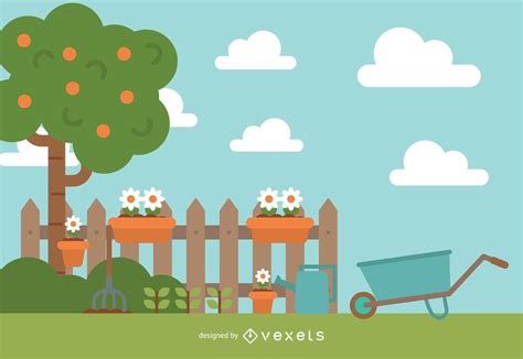 Cute Garden Illustration Vector Download