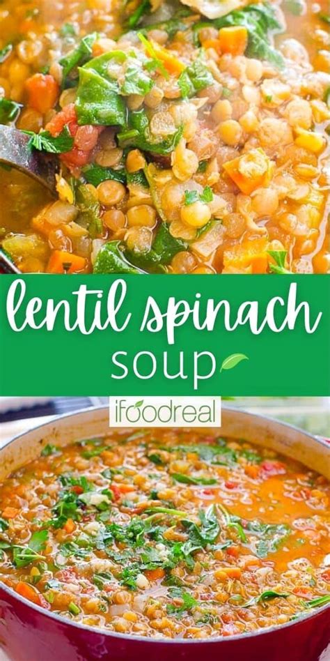 Lentil Spinach Soup {Easy Italian Recipe} - iFoodReal.com