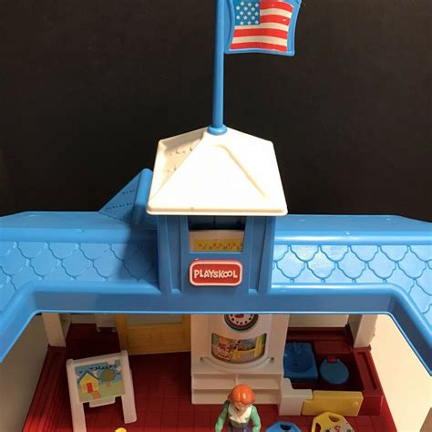 Vintage Playskool Preschool Dollhouse School House Building With Accessories | #2028609463