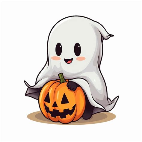 Premium Photo | A ghost with a pumpkin on it and a happy halloween pumpkin.