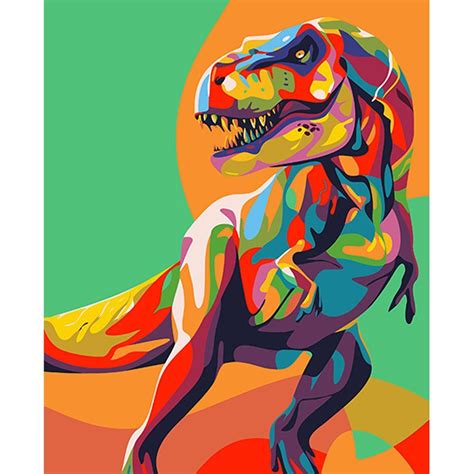 Diamond Painting Rainbow Dinosaur Stretched Canvas Extra Large Paint by Numbers - Craft ...