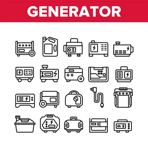 Portable Generator Collection Icons Set Vector 9757125 Vector Art at Vecteezy