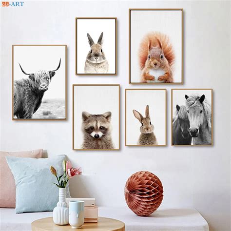 Aliexpress.com : Buy Woodland Animals Canvas Painting Wall Art Posters ...