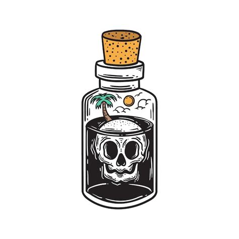 Premium Vector | Vintage Illustration of skull in a poison bottle on white background