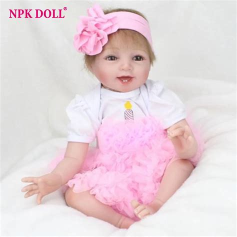 NPKDOLL 55cm Silicone Vinyl Baby Doll Alive Reborn Bebe Pink Princess Newborn babies Doll Girl ...