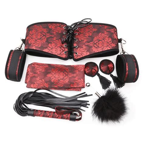 5 Pcs/Set Sex Toys For Adults Handcuffs Nipple Clamps Whip Mask Waistband Bdsm Bondage Set on ...