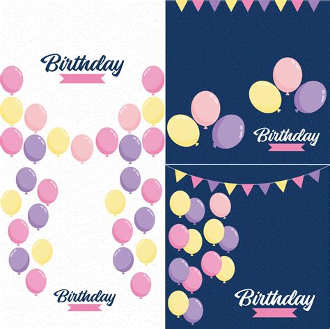 Birthday in a playful font with a background of balloons and party ...