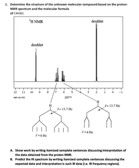 SOLVED: Determine the structure of the unknown molecular compound based ...