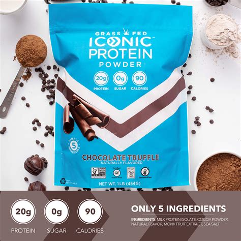 Iconic Protein Powder, Chocolate Truffle - Sugar Free, Low Carb Protein ...