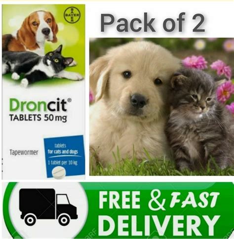 2 Pack Droncit Tapeworm Tablets Dogs & Cats Worming De-wormer Pills | eBay