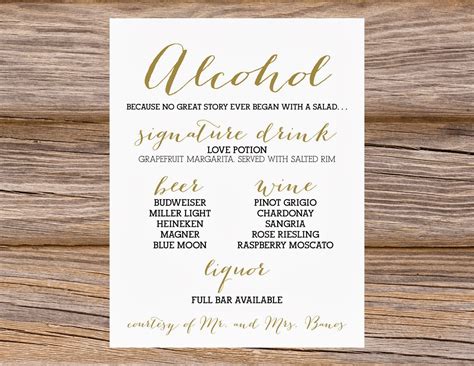 Wedding Bar Menu Template Collection