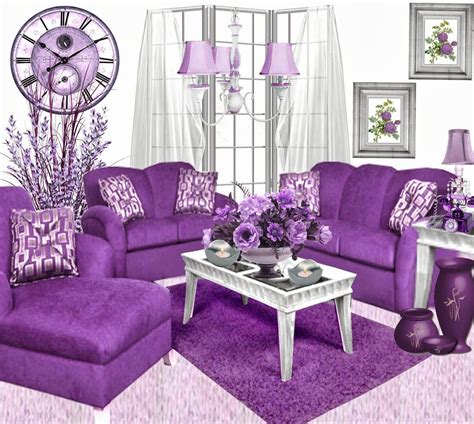 30+ Deep Purple Living Room Set - DECOOMO