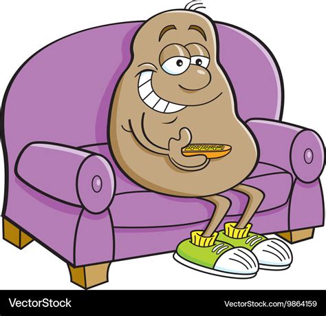 Cartoon potato sitting on a couch Royalty Free Vector Image