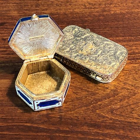 Estee Lauder Perfume Compacts Set of 3 Blue and Gold | Etsy