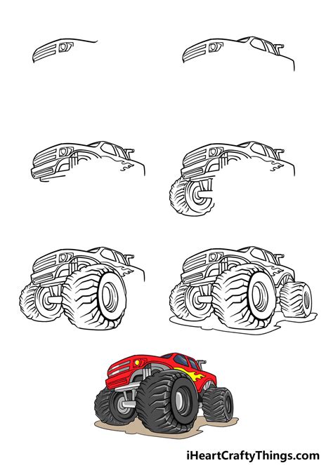 Monster Truck Drawing - How To Draw A Monster Truck Step By Step