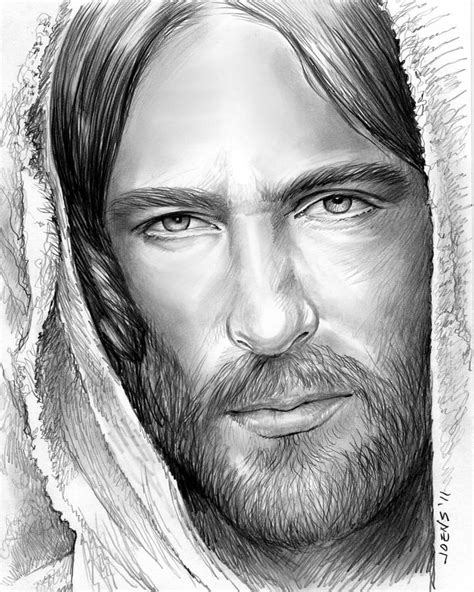 Jesus Face Drawing by Greg Joens