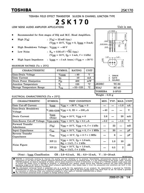 Datasheet FET 2SK170 | PDF