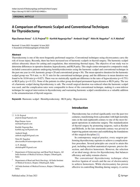 (PDF) A Comparison of Harmonic Scalpel and Conventional Techniques for ...