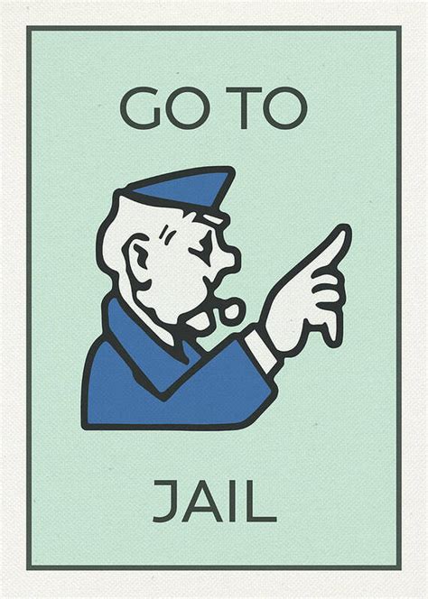 Go To Jail Vintage Monopoly Board Game Theme Card Poster by Design Turnpike