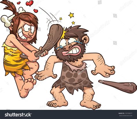 Prehistoric Caveman Couple. Vector Clip Art Illustration With Simple Gradients. All In A Single ...