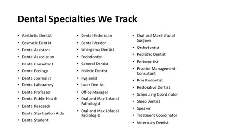 List Of Dental Specialties - Dental News Network