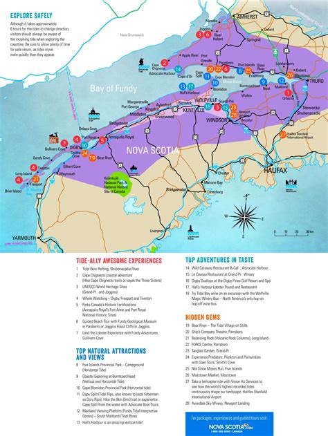 Bay of Fundy tourist attractions map - Ontheworldmap.com