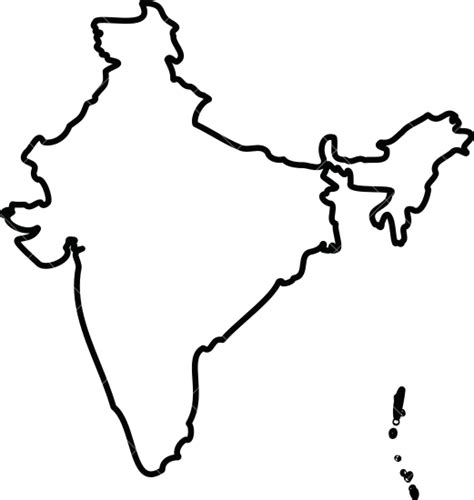 India - Solid Black Outline Border Map of Country Area. Simple Flat Vector Illustration - 素材 ...