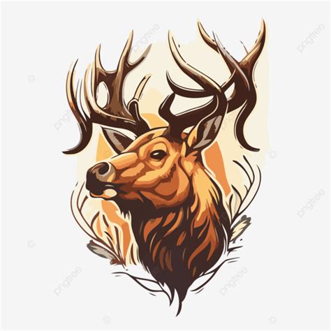 Elk Head Vector, Sticker Clipart Deer Head Tattoo With Antlers On It Cartoon, Sticker, Clipart ...