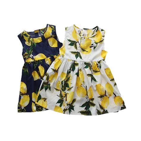 Summer Baby Girl Lemon Print Sleeveless Dress for Toddler Girl Dress ...